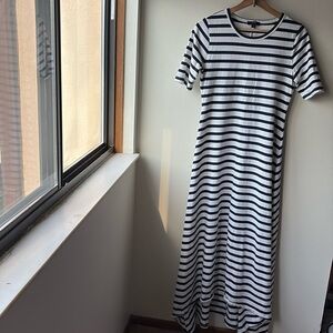 J. Crew Striped Knit Maxi Icon White and Navy Size Small
